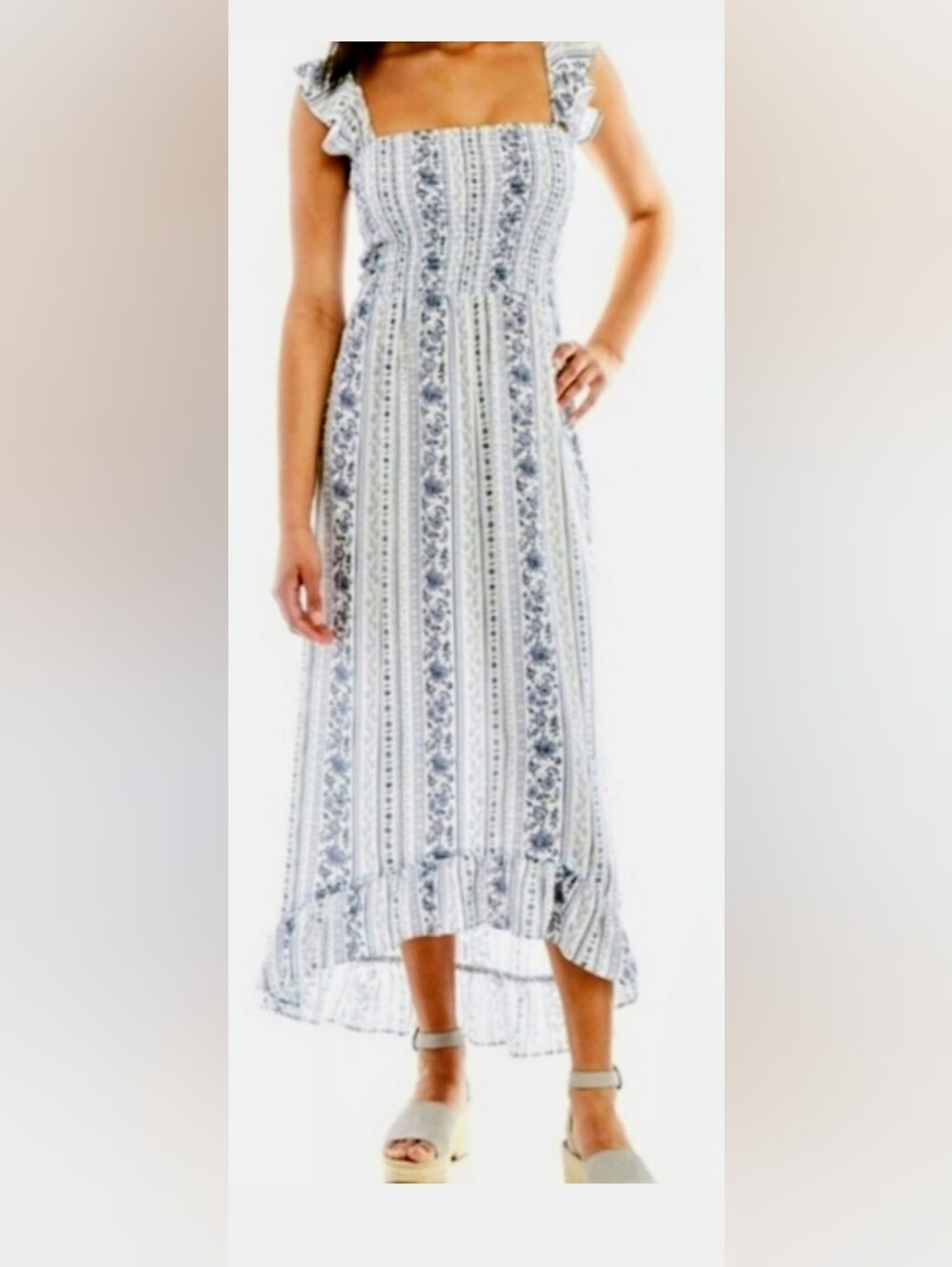 NWOT! Boho Fall Rayon Chic Party Paisley Floral Striped Women's Maxi Dress XS